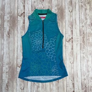 Terry Bicycles Womens Sleeveless Cycling Jersey sz Small Blue Mandarin Racerback